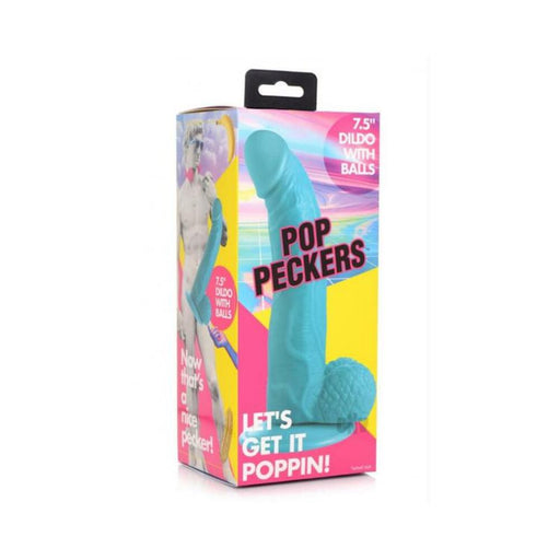Pop Peckers Dildo W/balls 7.5 Blue - SexToy.com