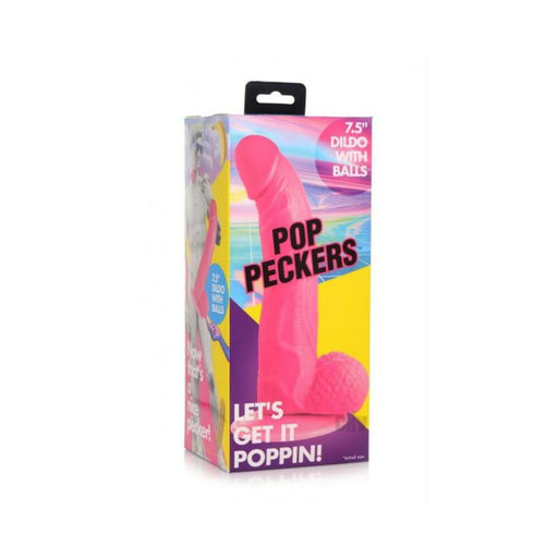 Pop Peckers Dildo W/balls 7.5 Pink - SexToy.com