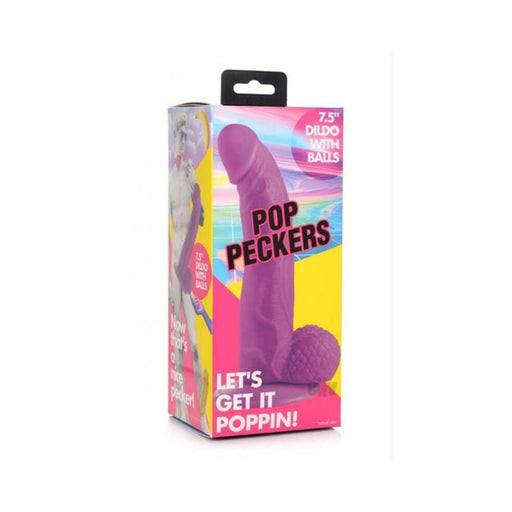 Pop Peckers Dildo W/balls 7.5 Purple - SexToy.com
