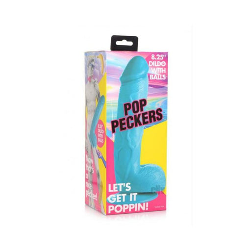 Pop Peckers Dildo W/balls 8.25 Blue - SexToy.com