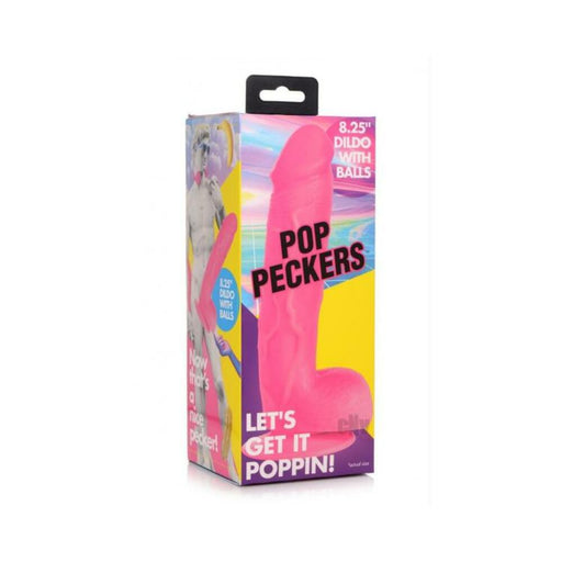 Pop Peckers Dildo W/balls 8.25 Pink - SexToy.com