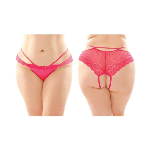 Posey Strappy Lace And Microfiber Crotchless Panty 6-pack Q/s Pink | SexToy.com