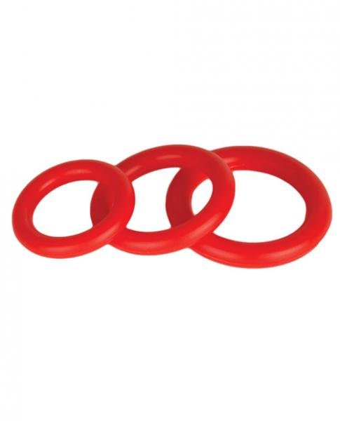 Power Stretch Silicone Stretchy Rings Red 3 Pack | SexToy.com