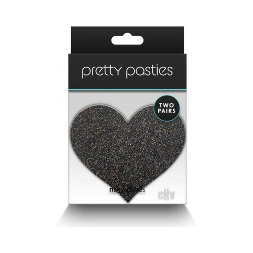 Pretty Pasties Glitter Hearts Black/gold 2 Pair - SexToy.com