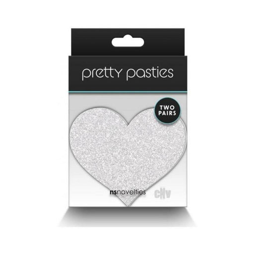 Pretty Pasties Glitter Hearts Red/silver 2 Pair - SexToy.com