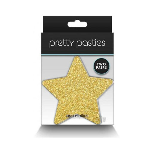 Pretty Pasties Glitter Stars Black/gold 2 Pair - SexToy.com