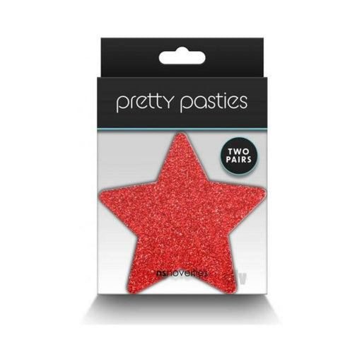 Pretty Pasties Glitter Stars Red/silver 2 Pair - SexToy.com