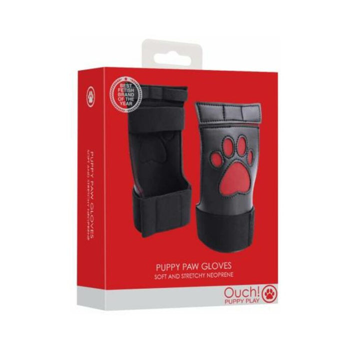 Puppy Play Neoprene Puppy Paw Gloves Red | SexToy.com