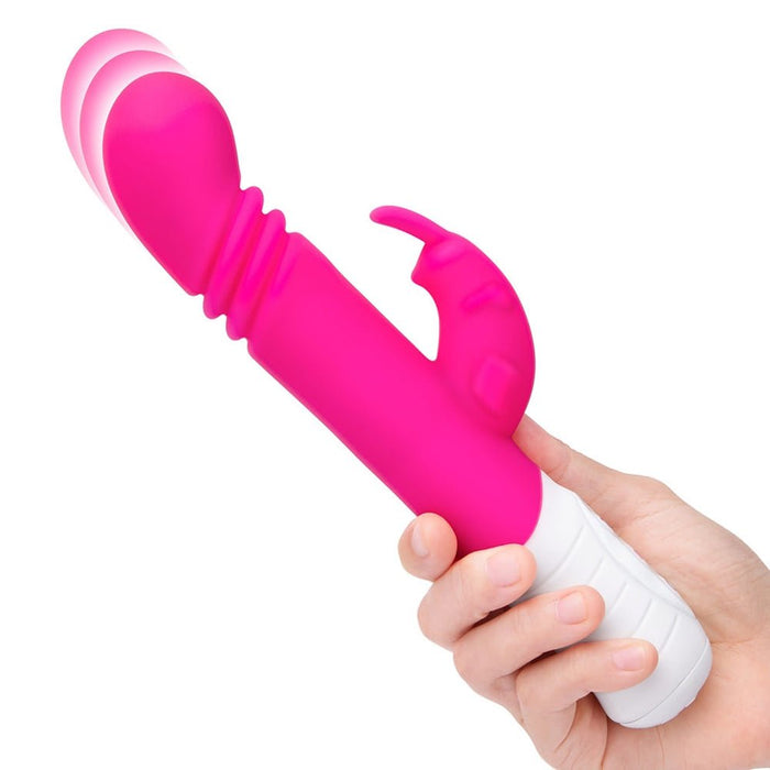 Rabbit Essentials Thrusting Slim Shaft Rabbit Vibrator Pink - SexToy.com