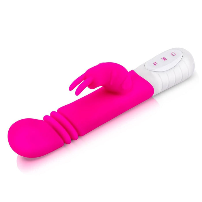 Rabbit Essentials Thrusting Slim Shaft Rabbit Vibrator Pink - SexToy.com