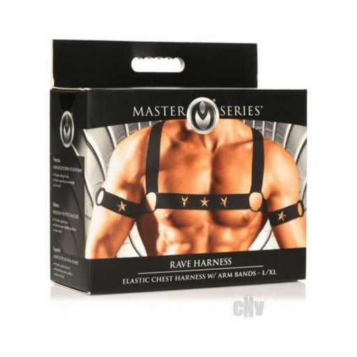 Rave Harness Elastic Chest Harness With Arm Bands - L/xl - SexToy.com