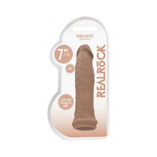 Real Rock Penis Extender - 7" - 17 Cm - Mocha | SexToy.com