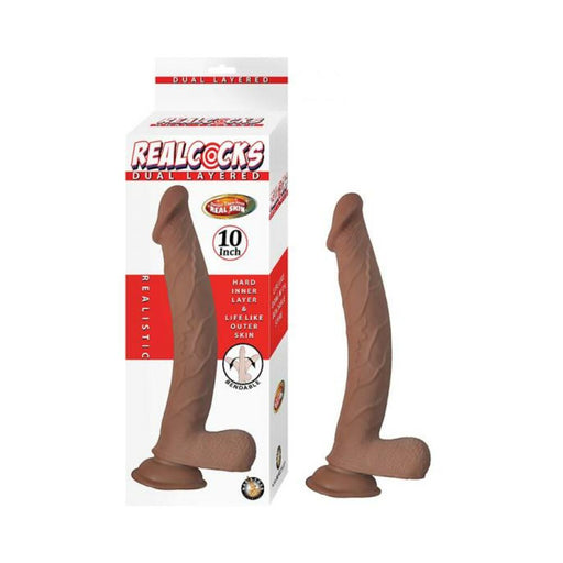 Realcocks Dual Layered 10 In. Brown | SexToy.com