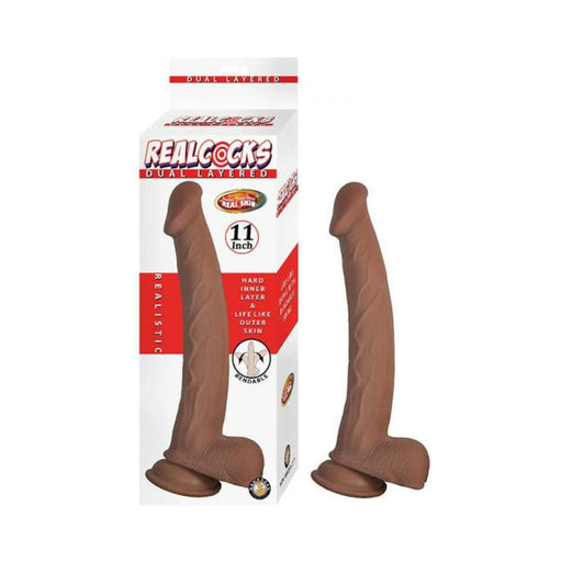 Realcocks Dual Layered 11 In. Brown | SexToy.com