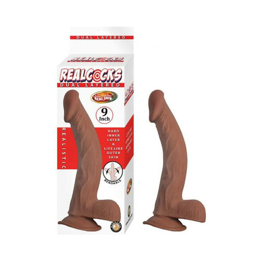 Realcocks Dual Layered 9 In. Brown | SexToy.com