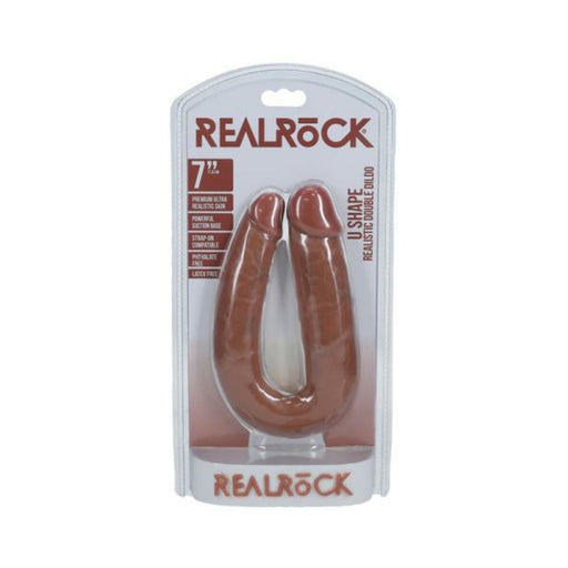 Realrock 7 In. U-shaped Double Dildo Tan - SexToy.com