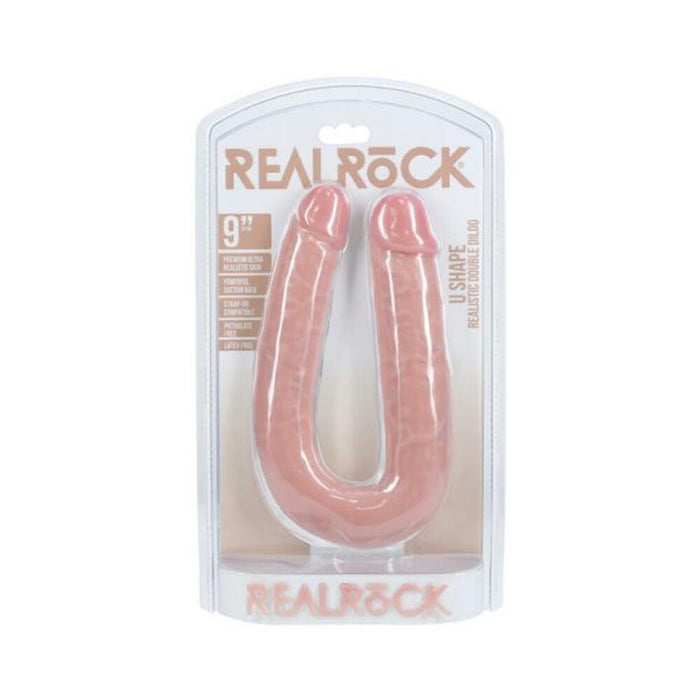 Realrock 9 In. U-shaped Double Dildo Beige - SexToy.com