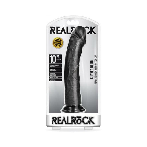 Realrock Curved Realistic Dildo With Suction Cup 10 In. Dark | SexToy.com