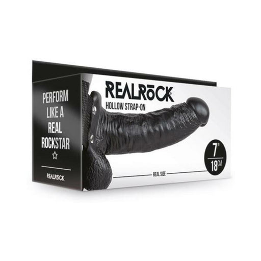 Realrock Hollow Strap On With Balls 7 In. Chocolate | SexToy.com