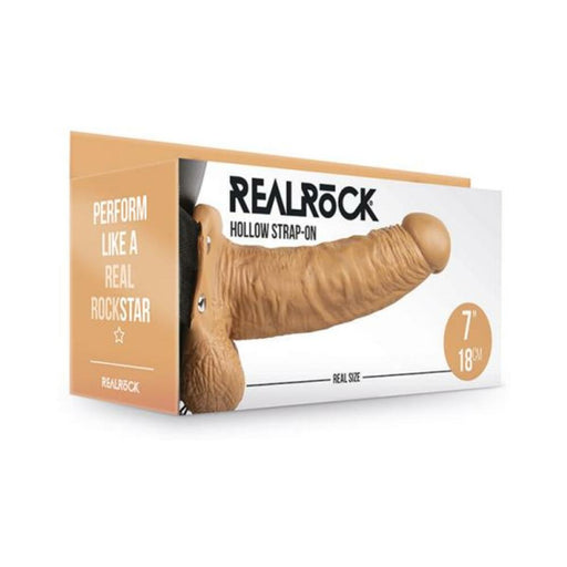 Realrock Hollow Strap On With Balls 7 In. Mocha | SexToy.com