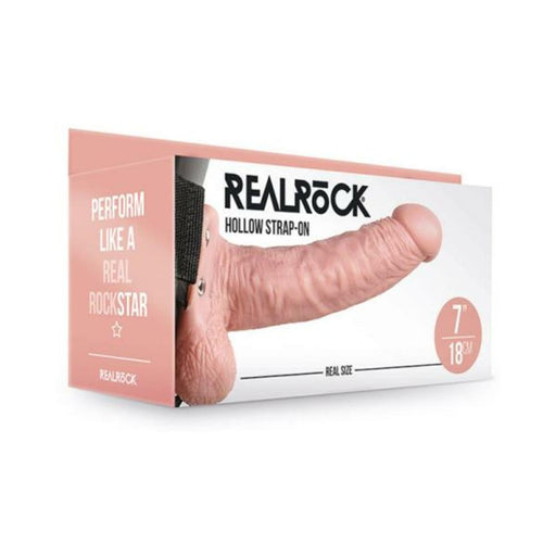 Realrock Hollow Strap-on With Balls 7 In. Vanilla | SexToy.com