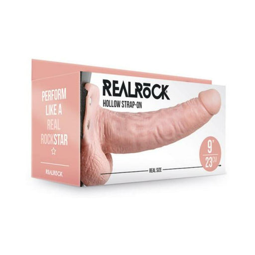 Realrock Hollow Strap-on With Balls 9 In. Vanilla | SexToy.com