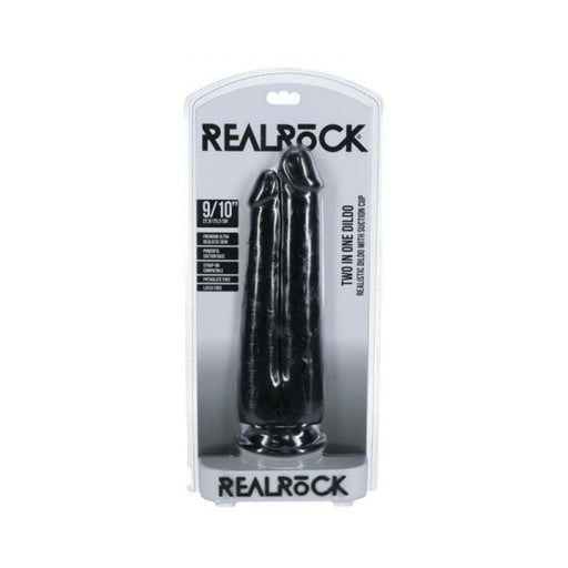Realrock Two In One 9 In. / 10 In. Dildo Black - SexToy.com