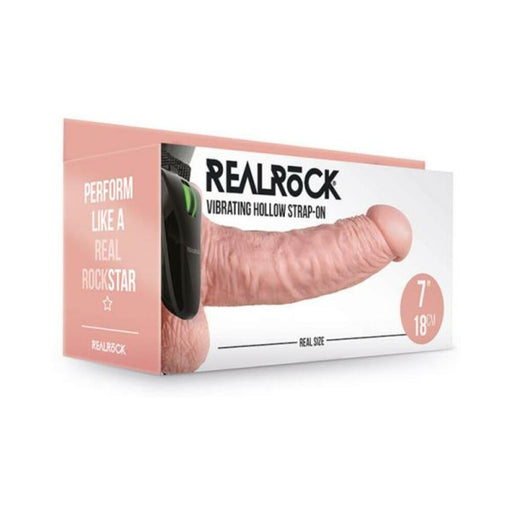 Realrock Vibrating Hollow Strap-on With Balls 7 In. Vanilla | SexToy.com