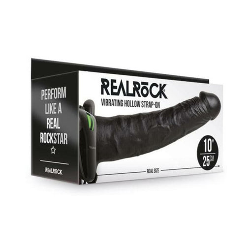 Realrock Vibrating Hollow Strap-on Without Balls 10 In. Chocolate | SexToy.com