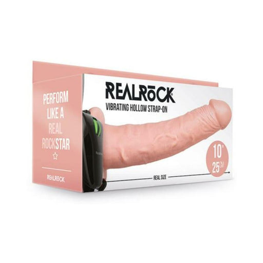 Realrock Vibrating Hollow Strap-on Without Balls 10 In. Vanilla | SexToy.com