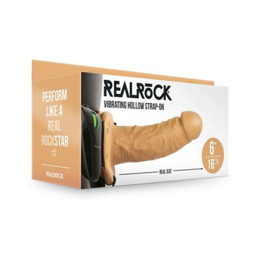 Realrock Vibrating Hollow Strap-on Without Balls 6 In. Caramel | SexToy.com