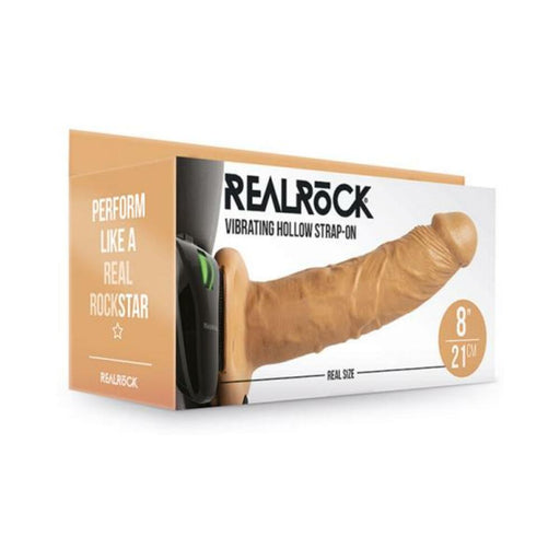 Realrock Vibrating Hollow Strap-on Without Balls 8 In. Caramel | SexToy.com