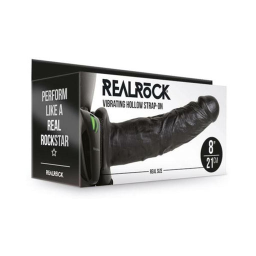Realrock Vibrating Hollow Strap-on Without Balls 8 In. Chocolate | SexToy.com