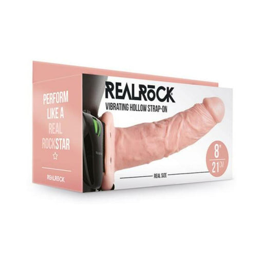 Realrock Vibrating Hollow Strap-on Without Balls 8 In. Vanilla | SexToy.com