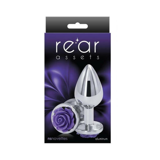 Rear Assets Rose Anal Plug - Medium - Purple | SexToy.com