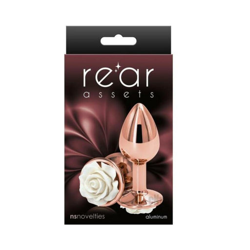 Rear Assets Rose Anal Plug - Small - White | SexToy.com