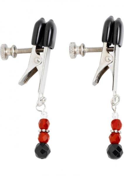 Red Beaded Clamps With Broad Tip Nipple Clamps Red | SexToy.com