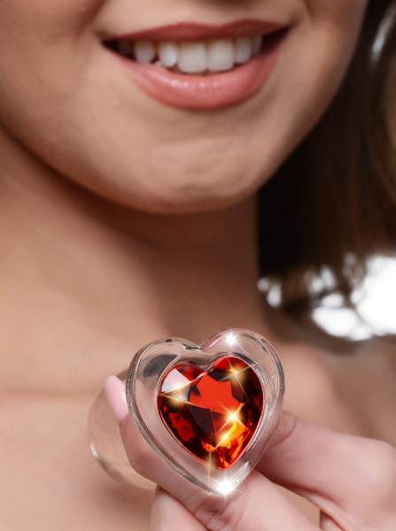 Red Heart Gem Glass Anal Plug - Large | SexToy.com