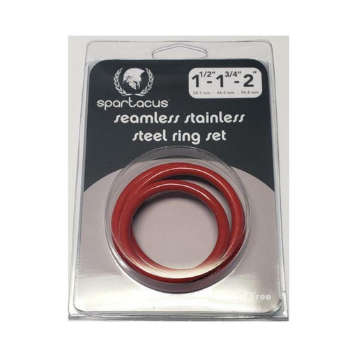 Red Stainless Steel C-ring Set - 1.5 1.75" 2" " - SexToy.com