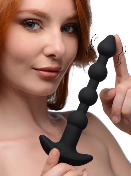 Remote Control Vibrating Silicone Anal Beads - Black | SexToy.com