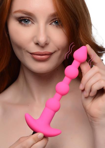 Remote Control Vibrating Silicone Anal Beads - Pink | SexToy.com
