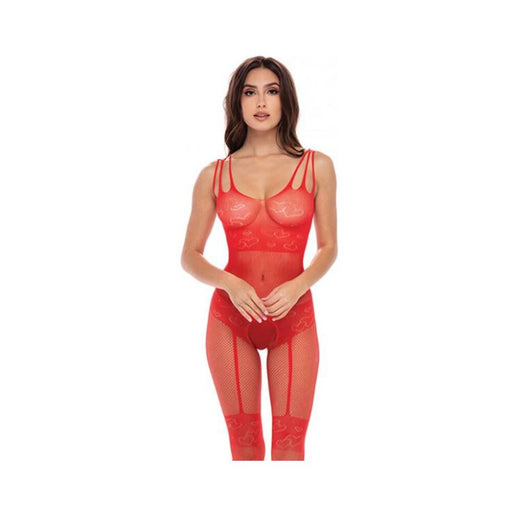 Rene Rofe All Heart Crotchless Bodystocking Red O/s - SexToy.com