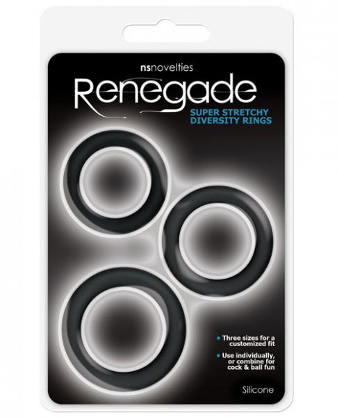 Renegade Diversity Rings Black Pack Of 3 | SexToy.com