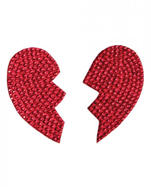 Rhinestone Broken Heart Reusable Pastie Red O/S | SexToy.com