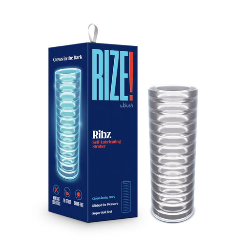 Rize! Ribz Glow In The Dark Self-lubricating Stroker Clear - SexToy.com
