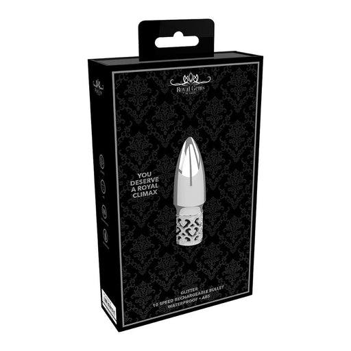 Royal Gems Glitter Rechargeable Abs Bullet Silver - SexToy.com