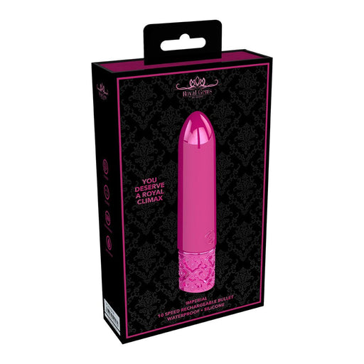Royal Gems Imperial Rechargeable Silicone Bullet Pink - SexToy.com
