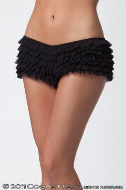 Ruffle Shorts W/Back Bow Black O/S | SexToy.com