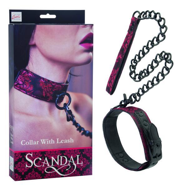 Scandal Collar With Leash Red Black O/S | SexToy.com