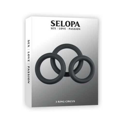 Selopa 3 Ring Circus Cock Ring Set Silicone Black - SexToy.com